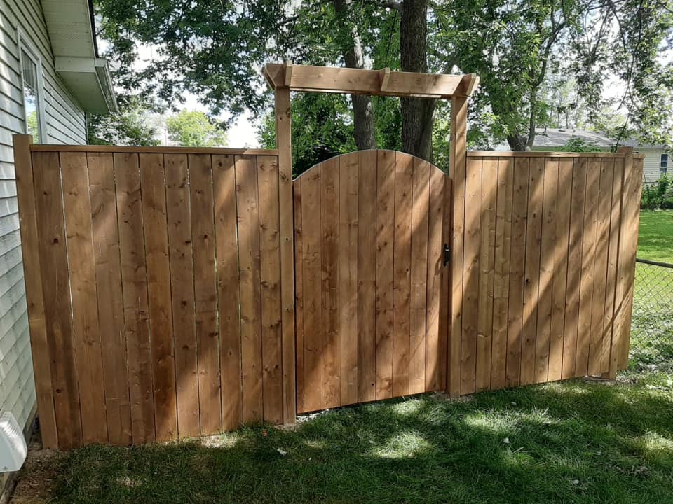 Backyard Fence Construction with Gate in Kingsville, Essex County, Ontario
